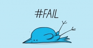 Twitter Fail twitter bird knocked over