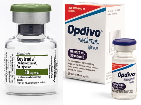 Keytruda and Opdivo packaging side by side Keytruda Opdivo