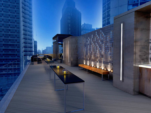 Tables and seats on an outdoor patio