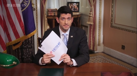 Paul Ryan holding up "A Better Way" document