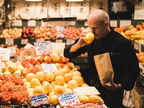 Fairmont Hotels & Resorts chef at a farmer's market