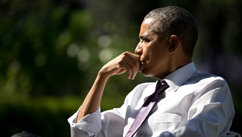 Barack Obama looking thoughtful