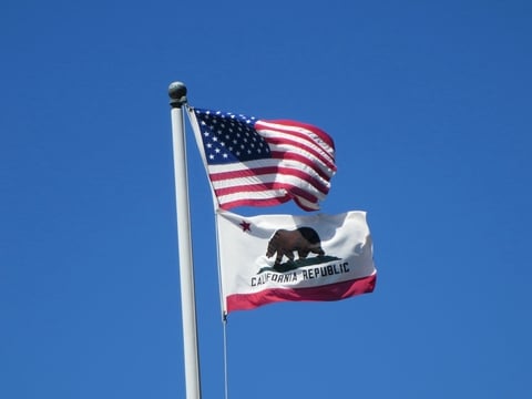California flag and American flag