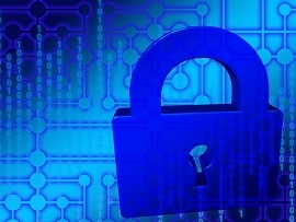 Padlock with computer code behind it