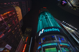 NASDAQ view of NASDAQ sign on building