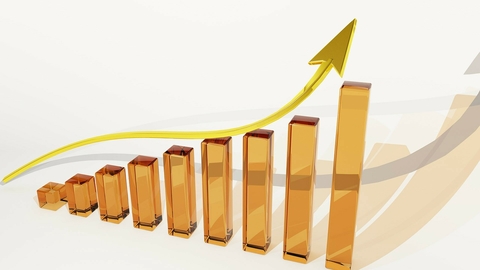Upward trend Arrow and bar graph