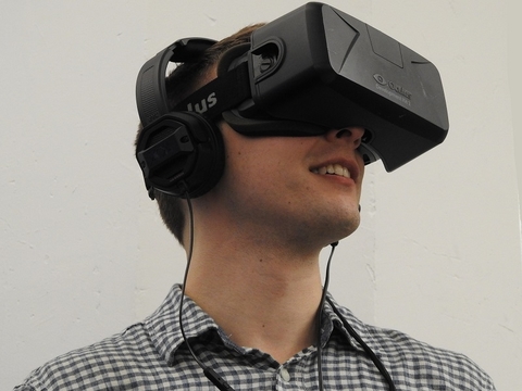 Virtual reality Man with VR headset on