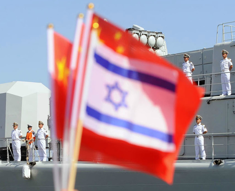 Chinese and Israeli flags China-Israeli cooperation