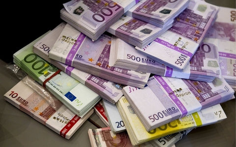 Euro notes Bundles of Euro currency notes