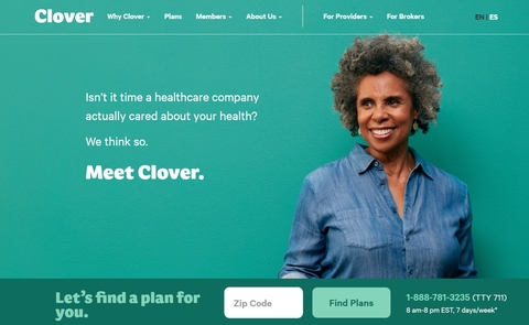 Clover Health website screenshot of Clover Health website