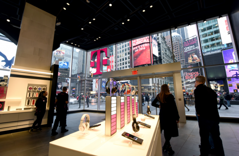 T-Mobile Times Square Signature store interior - 800 px (T-Mobile) T-Mobile's Signature store in Times Square, NYC