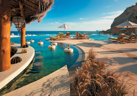 The Resort at Pedregal The Resort at Pedregal’s adults pool is situated near the bar and provides sweeping views of the Pacific Ocean.