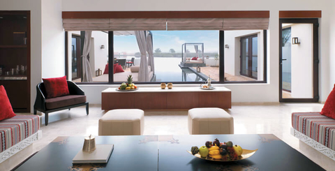Al Baleed Resort Al Baleed Resort’s One Bedroom Lagoon View Pool Villa has a private courtyard entrance and enclosed outdoor garden terrace.
