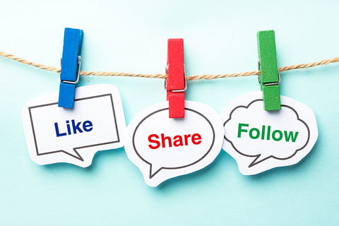 Social Media Getty Like share and follow bubbles on a clothesline