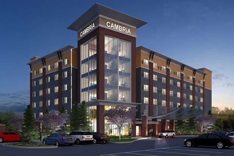Cambria Exterior Render The Cambria Hotel in Los Angeles is a short distance from Manhattan Beach, several malls and also less than 20 miles from downtown LA's tourist attractions.