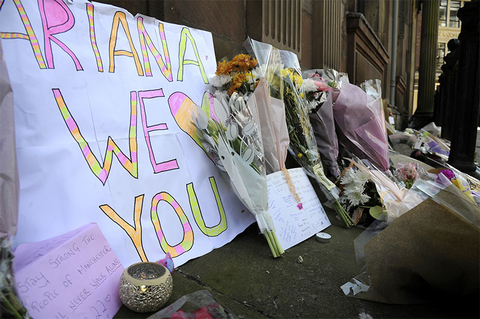 Manchester Bombing Newscred Flower tributes at St Ann's square, Manchester, England