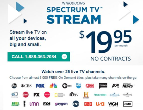 spectrum stream charter tv streaming service cable bundle surcharge broadcast taxes tacking says report sports competes entirely bogus fees featuring