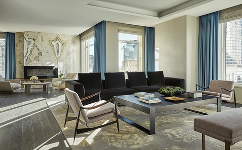 Four Seasons New York Downtown Royal Suite Living Room - editorial only Four Seasons New York Downtown Royal Suite Living Room
