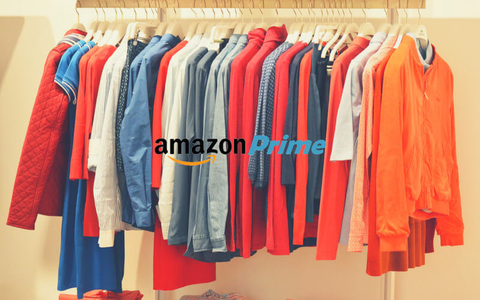 Amazon Prime closet picture of closet with Amazon Prime logo