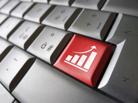 Return on investment keyboard button Keyboard with business growth button