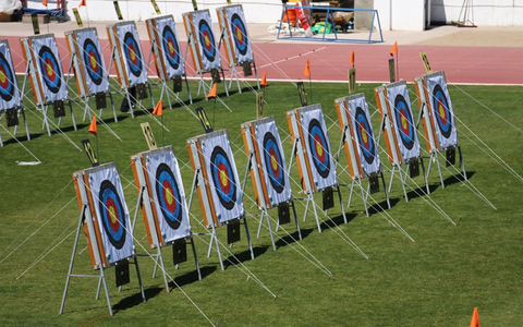 archery bullseye targets goals repositioning archery targets lined up