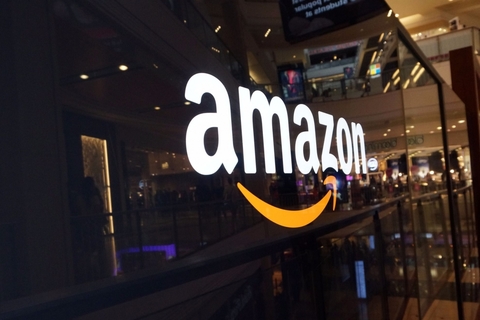 Amazon Logo Amazon sign on storefront