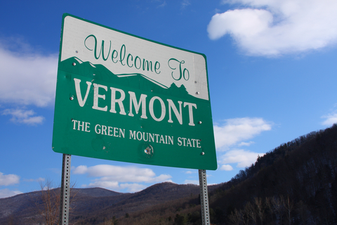 Vermont (Getty/DenisTangneyJr) sign that says "welcome to vermont"