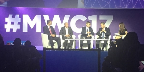 Ajit Pai Mobile World Congress '17 (Fierce) FCC Commissioner Ajit Pai (left) speaks at Mobile World Congress '17