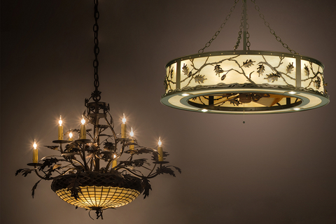Greenbriar Oak 8-arm Chandelier Meyda Custom Lighting launched the Greenbriar Oak 8-arm chandelier and Oak Leaf & Acorn Chandel-Air.