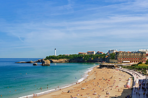 Hotel du Palais Biarritz // Photo by andrzej63/iStock/Getty Images Plus/Getty Images Hotel du Palais on the beach in Biarritz, France