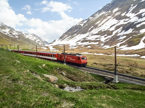Matterhorn Gotthard train Switzerland // Photo by Mor65/iStock/Getty Images Plus/Getty Images Matterhorn Gotthard train Switzerland
