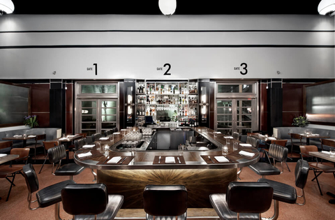 Horseshoe shaped bar at The Grey in Savannah, GA Horseshoe shaped bar at The Grey