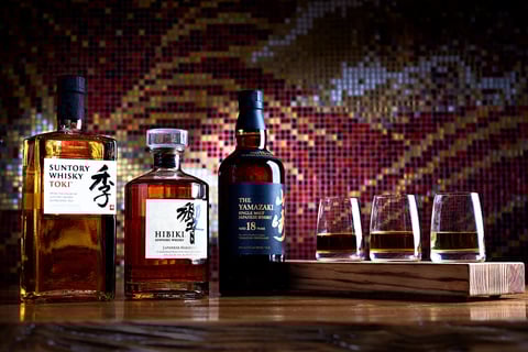 Suntory Japanese whisky flight at Morimoto Asia Morimoto Asia restaurant Suntory Japanese flight