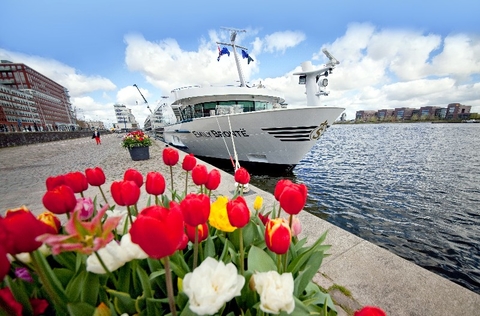 Emily Bronte Exterior river vessel Europe Courtesy of Riviera Travel Editorial use Only Emily Bronte Exterior river vessel Europe Courtesy of Riviera Travel Editorial use Only