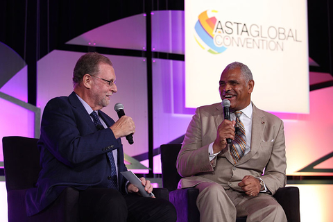 Peter Greenberg and Arnold Donald ASTA Editorial Peter Greenberg, travel reporter for CBS, and Arnold Donald, CEO of Carnival Corporation, onstage at the ASTA Global Convention