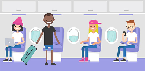 millennials airplane graphic // Photo by nadia_bormotova/iStock/Getty Images Plus/Getty Images millennials airplane graphic