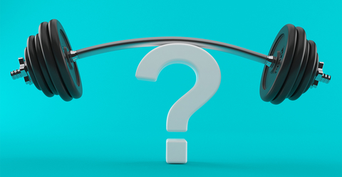 Barbell and question mark