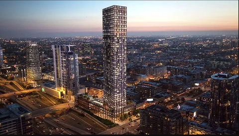 The potential Chicago site of a new Equinox health club and hotel