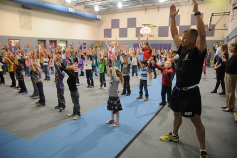 Soldiers from Fort Carson CO lead elementary school students through a modified version of the US Army39s physical readiness training as part of the school39s new Fueling the Future program Photo courtesy of the US Army