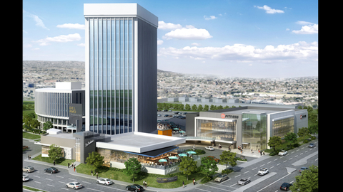 The 24 Hour Fitness coming to Del Amo Crossing in Torrance California is shown at lower right of this rendering Courtesy The Muller Co