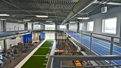 The new Center for Integrated Wellness in Bloomington Illinois includes a sportsperformance training institute a running track and more fitness amenities as well as integration with medical programs Photo courtesy Center for Integrated Wellness
