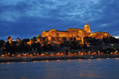 Hungary castle from a distance at twilight