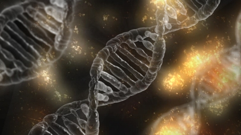 DNA chromosome helix Illustration of three DNA helices