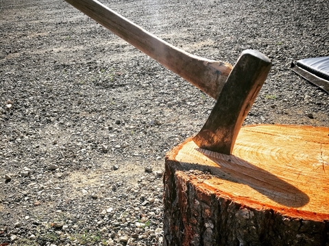 Axe and chopping block Axe and chopping block