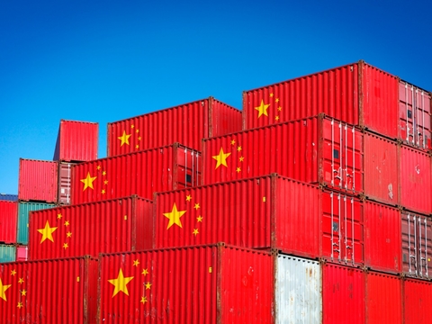 China and US flagged containers China-US tariff war