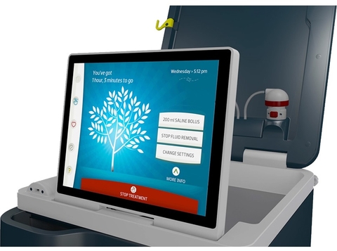 Tablo--Outset Medical Close-up of the touchscreen interface of the Tablo dialysis device