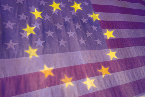 EU USA flags EU USA flags