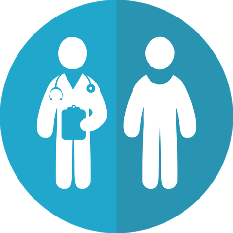 Doctor Patient Clinical Trial image Graphic of doctor and patient side by side