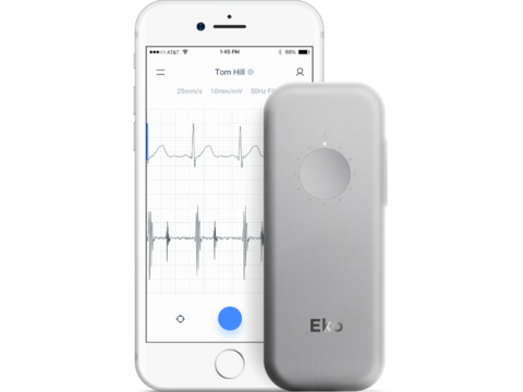 Eko Duo Duo and app on a smartphone
