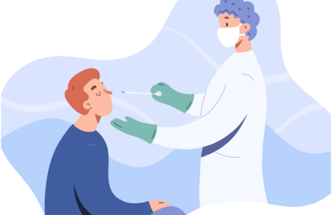 Illustration of man getting COVID test Illustration of man getting COVID test